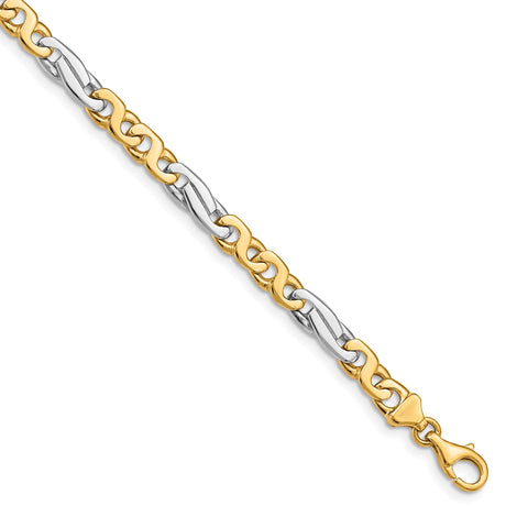 14K Two-tone Gold 6 mm Polished Chain Bracelet, Solid shown for scale