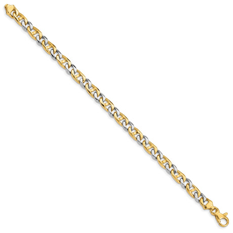 14K Two-tone Gold 5.6 mm Polished Chain Anklet, Solid