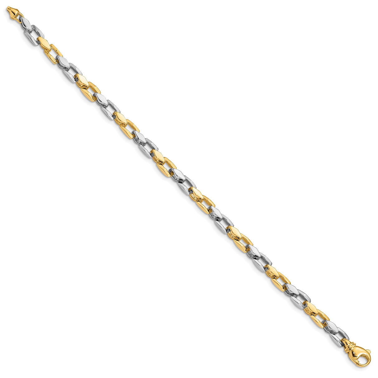 14K Two-tone Gold 4.5 mm Polished Chain Bracelet, Solid