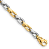 14K Two-tone Gold 4.5 mm Polished Chain Bracelet, Solid alternate angle