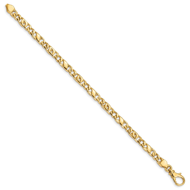 14K Yellow Gold 4.8 mm Polished Chain Bracelet, Solid