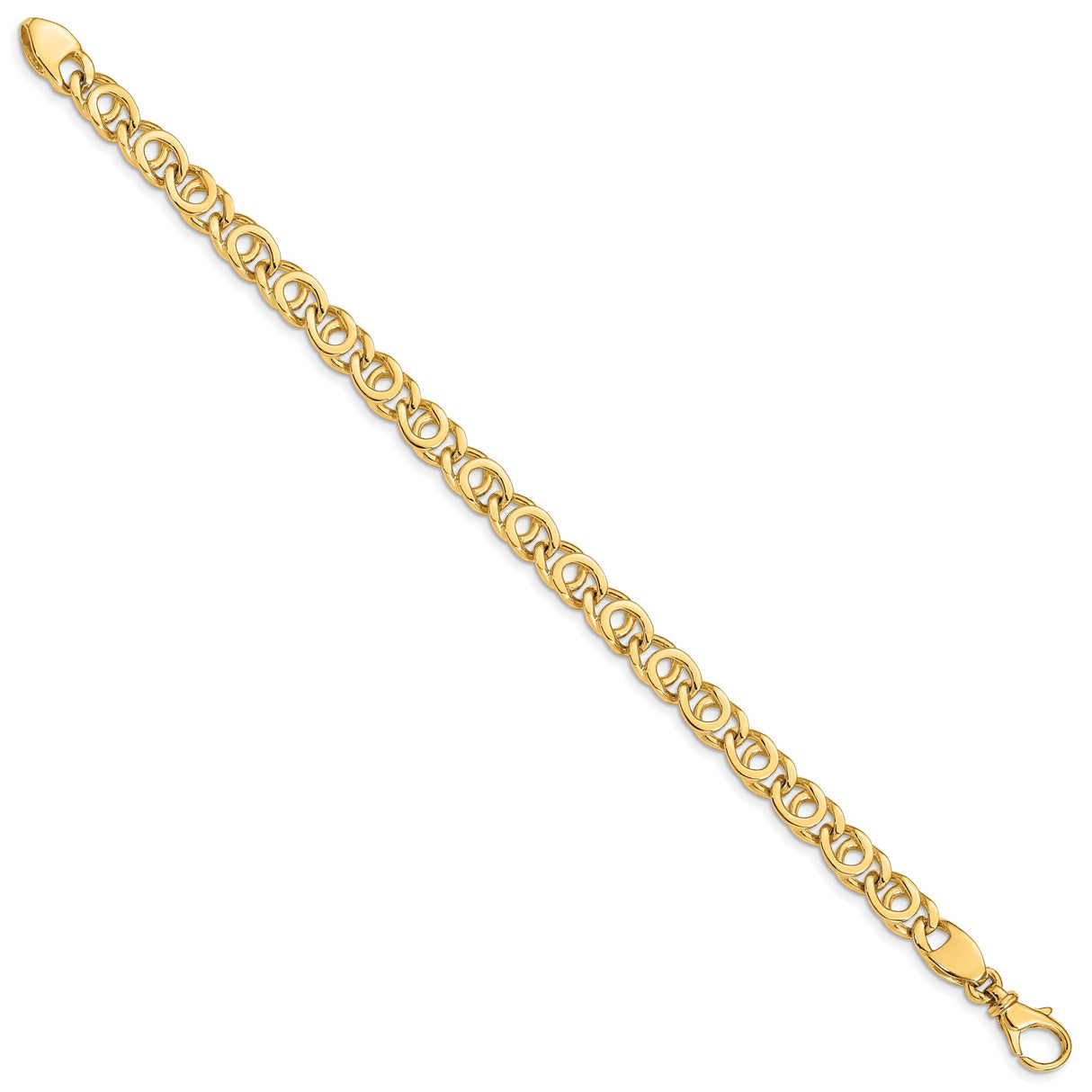 14K Yellow Gold 7 mm Polished Chain Bracelet, Solid