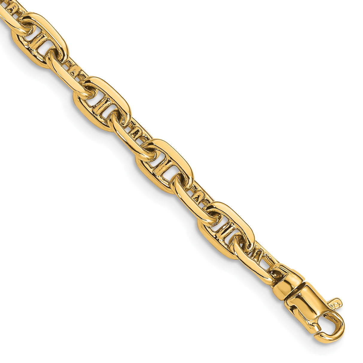 14K Yellow Gold 5.1 mm Polished Chain Bracelet, Solid alternate angle