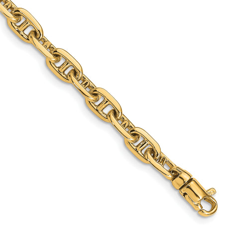 14K Yellow Gold 5.1 mm Polished Chain Bracelet, Solid alternate angle