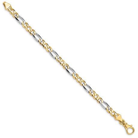14K Two-tone Gold 5.45 mm Polished Chain Bracelet, Solid