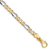 14K Two-tone Gold 5.45 mm Polished Chain Bracelet, Solid alternate angle