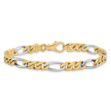 14K Two-tone Gold 6.3 mm Polished Chain Bracelet, Solid alternate angle