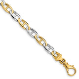 14K Two-tone Gold 6.5 mm Polished Chain Bracelet, Solid alternate angle