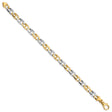 14K Two-tone Gold 6.6 mm Polished Chain Bracelet, Solid