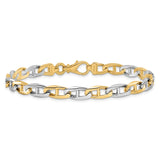 14K Two-tone Gold 6.6 mm Polished Chain Bracelet, Solid detail view