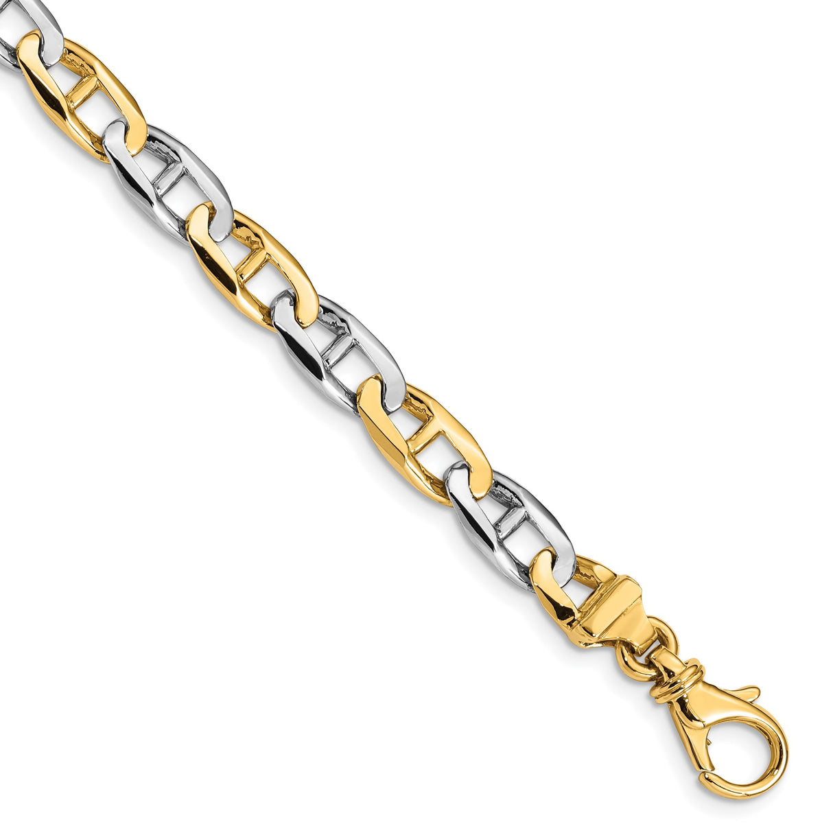 14K Two-tone Gold 6.6 mm Polished Chain Bracelet, Solid detail view