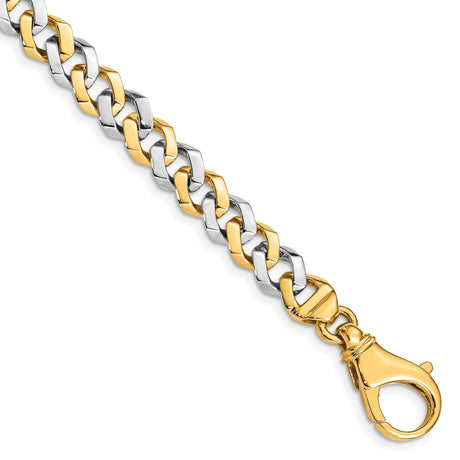 14K Two-tone Gold 8 mm Polished Chain Bracelet, Solid shown for scale