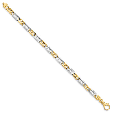 14K Two-tone Gold 5.5 mm Polished Chain Bracelet, Solid