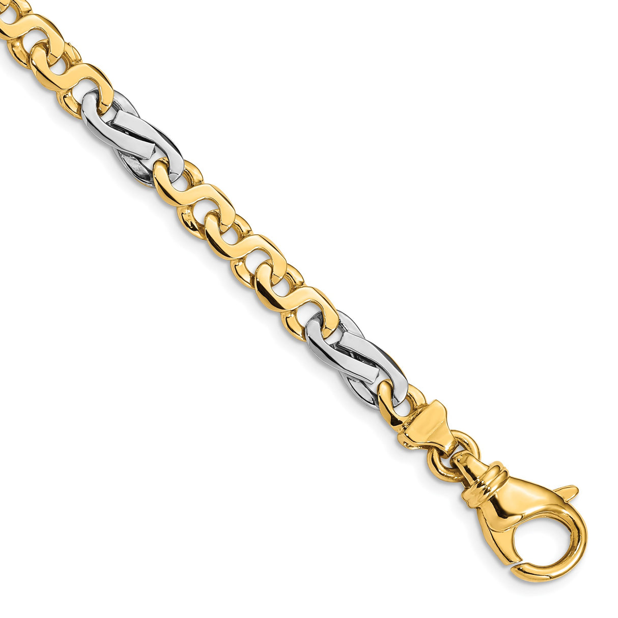 14K Two-tone Gold 5.8 mm Polished Chain Bracelet, Solid shown for scale
