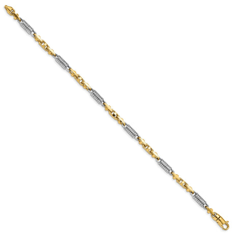 14K Two-tone Gold 4.6 mm Polished Chain Bracelet, Solid