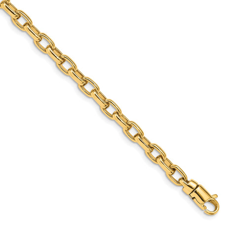 14K Yellow Gold 5 mm Polished Chain Bracelet, Solid alternate angle