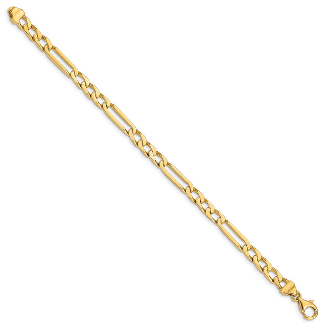14K Yellow Gold 5 mm Figaro Chain Bracelet, Polished