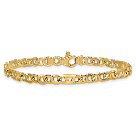 14K Yellow Gold 4.3 mm Polished Chain Bracelet, Solid alternate angle