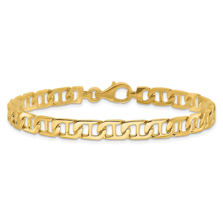 14K Yellow Gold 6.5 mm Polished Chain Bracelet, Solid alternate angle