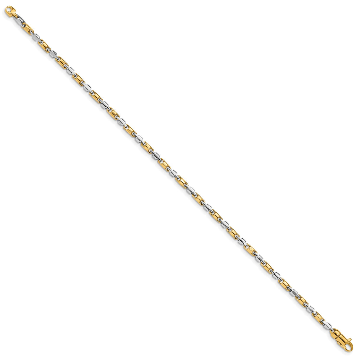 14K Two-tone Gold 2.5 mm Polished Chain Bracelet, Solid