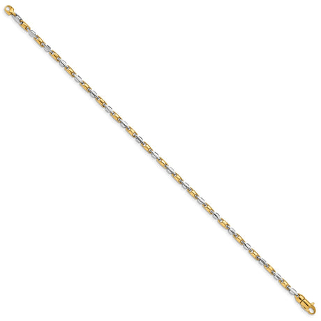 14K Two-tone Gold 2.5 mm Polished Chain Bracelet, Solid