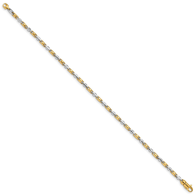 14K Two-tone Gold 2.5 mm Polished Chain Bracelet, Solid