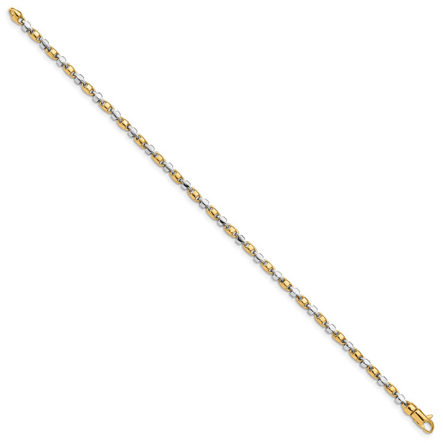 14K Two-tone Gold 2.6 mm Polished Chain Bracelet, Solid