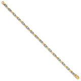 14K Two-tone Gold 3.5 mm Polished Chain Bracelet, Solid