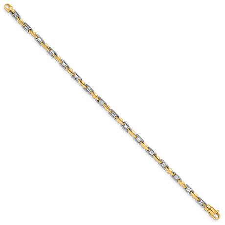 14K Two-tone Gold 3.5 mm Polished Chain Bracelet, Solid