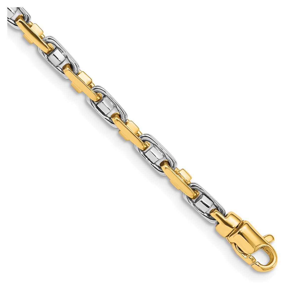 14K Two-tone Gold 3.5 mm Polished Chain Bracelet, Solid alternate angle