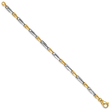 14K Two-tone Gold 5 mm Polished Chain Bracelet, Solid