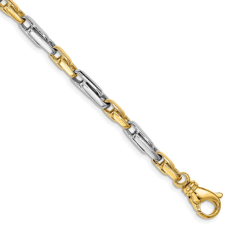 14K Two-tone Gold 5 mm Polished Chain Bracelet, Solid shown for scale