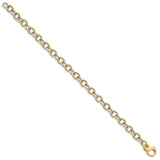 14K Two-tone Gold 6.5 mm Polished Chain Bracelet, Solid
