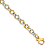 14K Two-tone Gold 6.5 mm Polished Chain Bracelet, Solid alternate angle