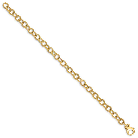 14K Yellow Gold 6.5 mm Polished Chain Bracelet, Solid