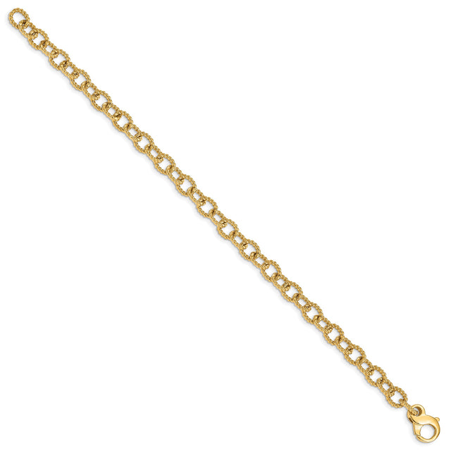 14K Yellow Gold 6.5 mm Polished Chain Bracelet, Solid