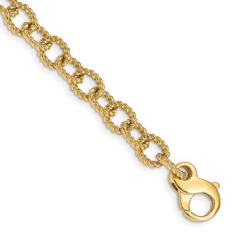 14K Yellow Gold 6.5 mm Polished Chain Bracelet, Solid alternate angle