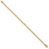14K Yellow Gold 3.3 mm Polished Chain Bracelet, Solid