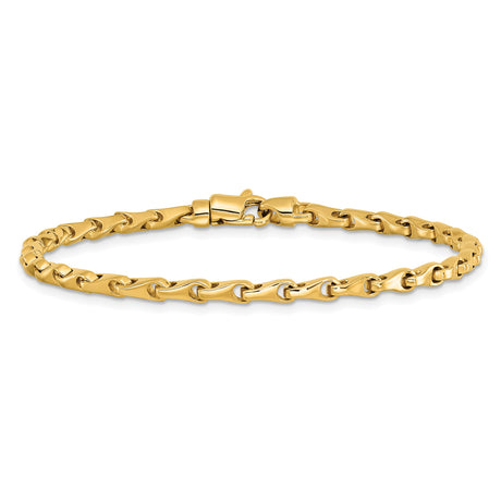 14K Yellow Gold 3.3 mm Polished Chain Bracelet, Solid alternate angle