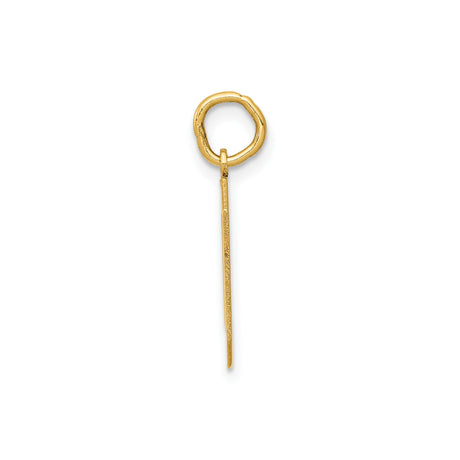 14k Yellow Gold Number 0 Pendant Charm, Cutout Block Style, Unisex Modern Design