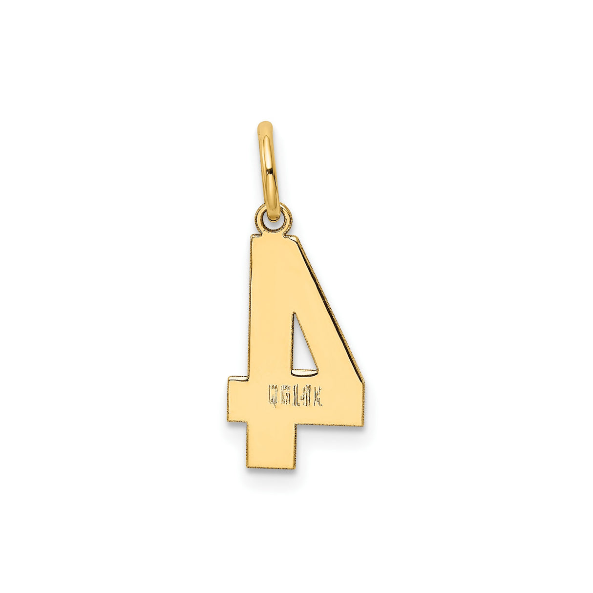 14k Yellow Gold Number 4 Charm Pendant, Polished Finish, Modern Unisex Jewelry Accessory