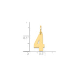 14k Yellow Gold Number 4 Charm Pendant, Polished Finish, Modern Unisex Jewelry Accessory