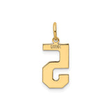 14k Yellow Gold Number 5 Pendant, Polished Block Numeral Charm for Men and Women