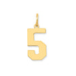 14k Yellow Gold Number 5 Pendant, Polished Block Numeral Charm for Men and Women