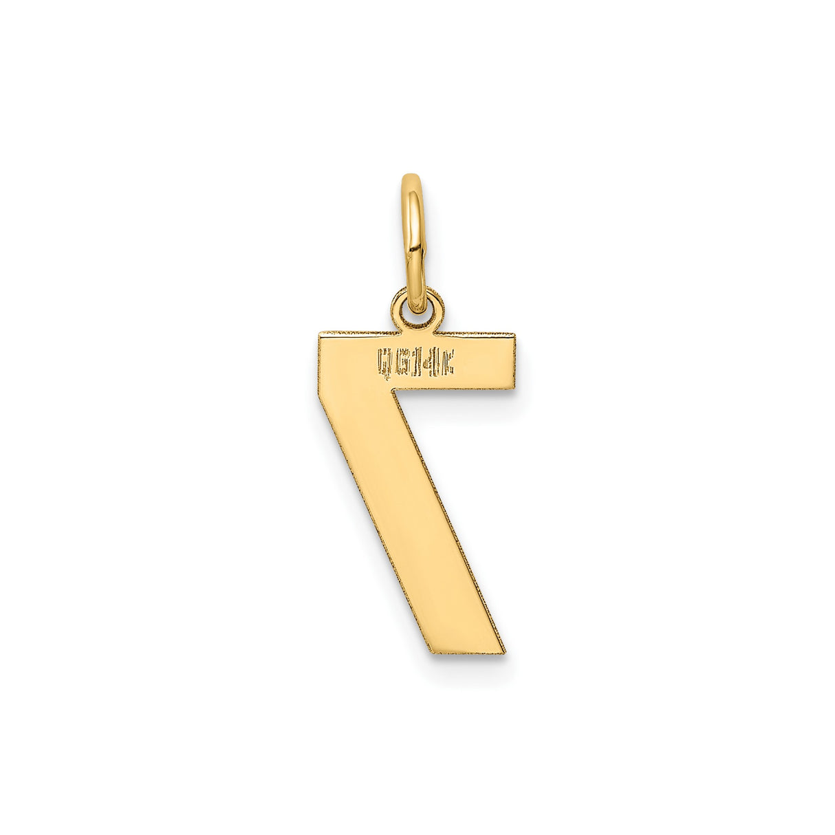 14k Yellow Gold Number 7 Pendant Charm, Polished Lucky Numerology Jewelry for Women or Unisex Wear