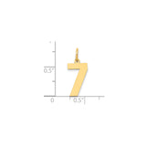 14k Yellow Gold Number 7 Pendant Charm, Polished Lucky Numerology Jewelry for Women or Unisex Wear