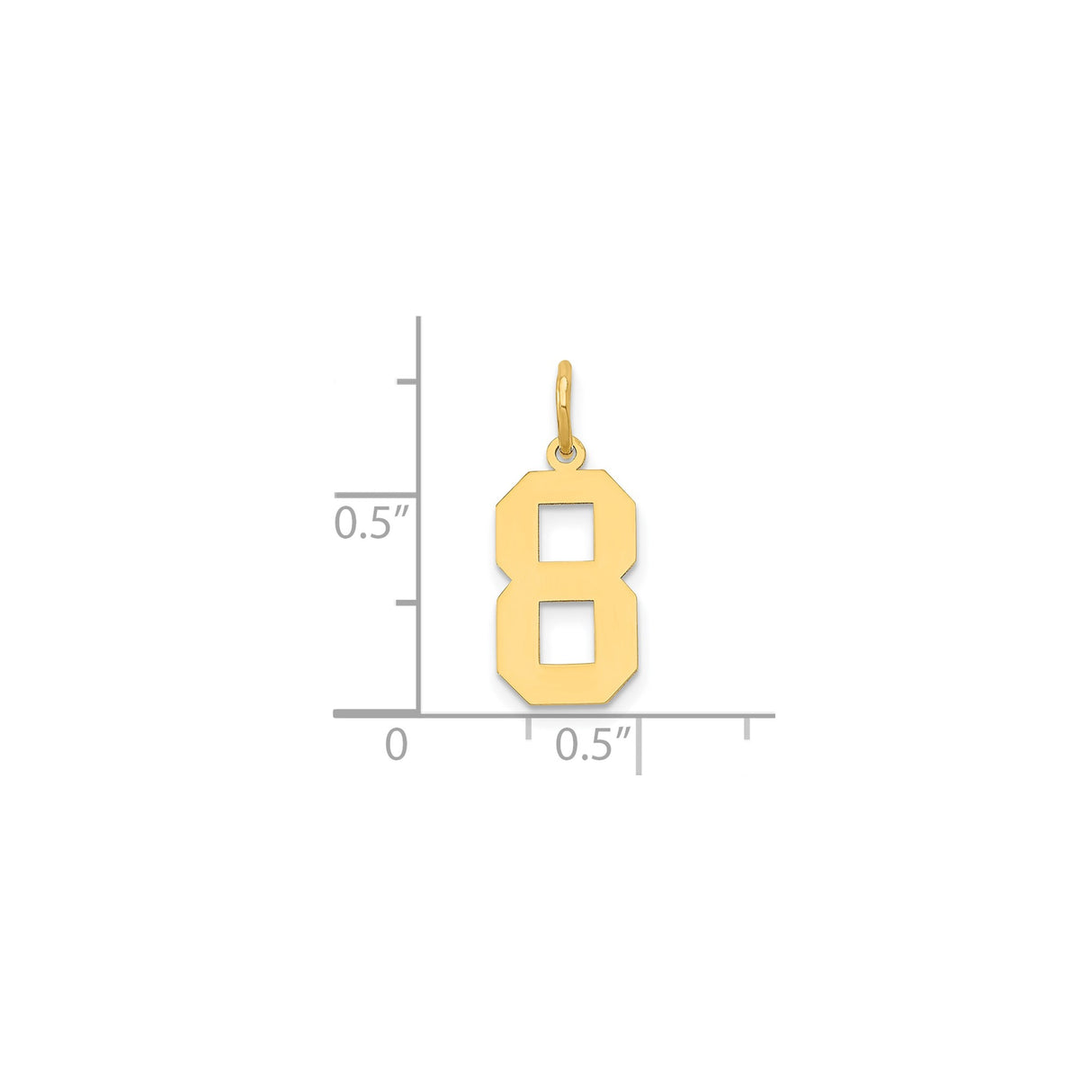 14k Yellow Gold Number 8 Pendant Charm, Bold Block Font, Infinity Symbol, Unisex Jewelry