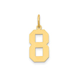14k Yellow Gold Number 8 Pendant Charm, Bold Block Font, Infinity Symbol, Unisex Jewelry