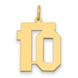 Medium Polished Number 10 Charm Pendant in Real 14k Yellow Gold