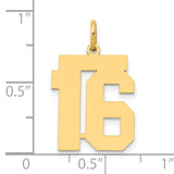 14k Yellow Gold Number 16 Pendant, Block Font Bold Digit Design for Unisex Wear